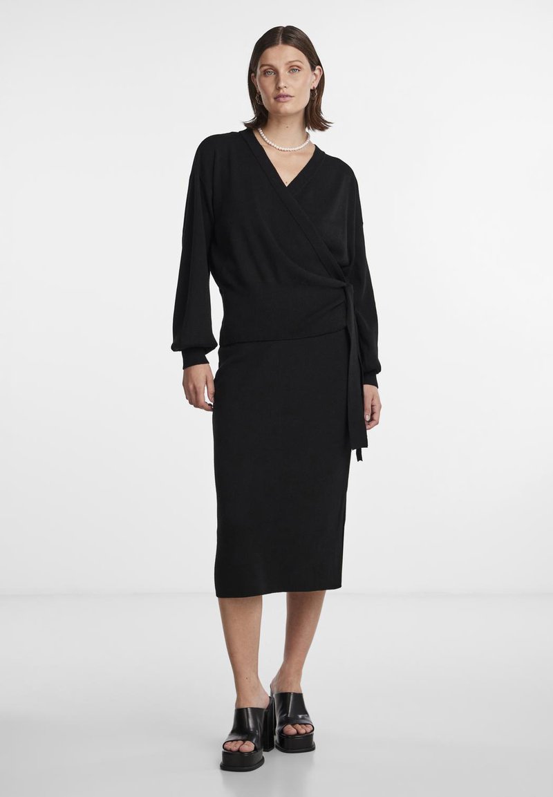 YAS - YASASSI WRAP CARDIGAN - Neuletakki - black, Suurenna