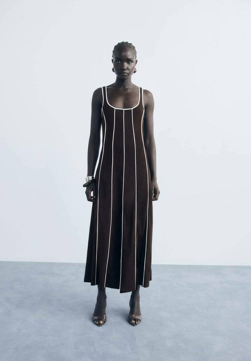 Mango STRIPED - Jersey dress - brown - Zalando Mango STRIPED - Jersey dress - brown - Zalando