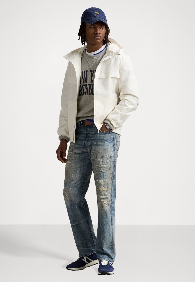 Pull Homme Double RL Supply - Col V - Coton - Blanc Cassé - Taille L - Deadstock 2003