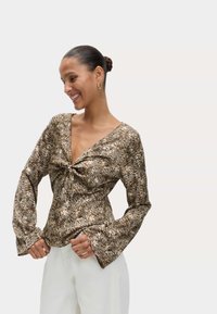 TWIST FRONT  - Langærmet T-shirt - brown mix