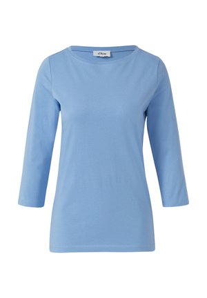 Hele sinine, pikakäiguline T-särk, mis on valmistatud pehmest puuvillast. Omab ümmargust kaelust ja sujuvat tekstuuri, minimaalse õmbluse detailidega.
