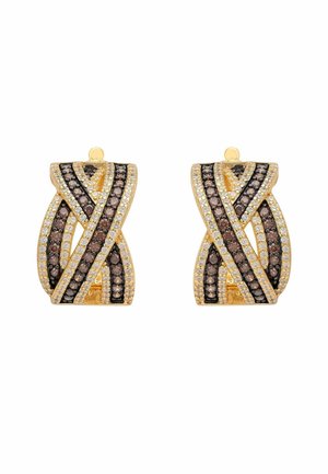 CROSSOVER HOOP CZ  - Earrings - brown