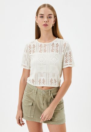 Koton AJOURE SHORT SLEEVE CREW NECK - T-shirt imprimé - white