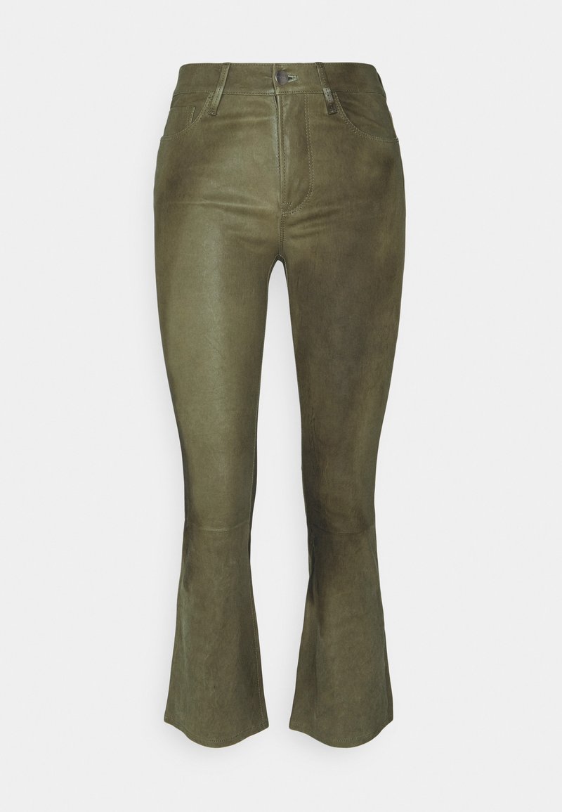 FRAME Leren broek kaki