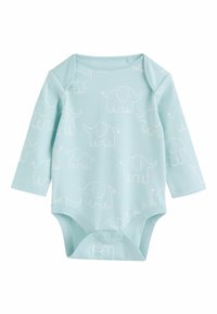 Hele sinine pikkade varrukatega beebihäll, millel on üle kogu pinna valged elevandi mustrid. Kujundatud allapoole nupuga sulgemisega, et riietamine oleks mugav.