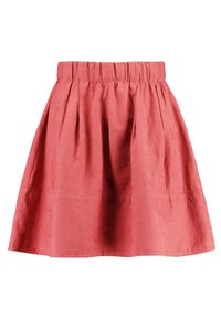 Gonna in misto cotone corallo, con vita elastica, plissettature per volume e orlo dritto. Design semplice e minimalista.
