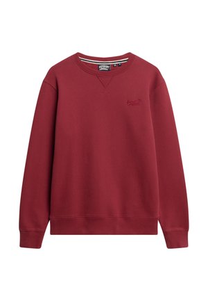 Rode sweatshirt van zacht stof, met een ronde hals, ribgebreide mouwen en zoom, met een klein geborduurd logo op de linkerborst.
