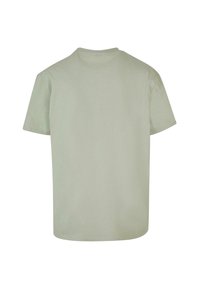 Light green cotton t-shirt, crew neck, short sleeves, relaxed fit, smooth texture, solid color with no visible patterns or details.