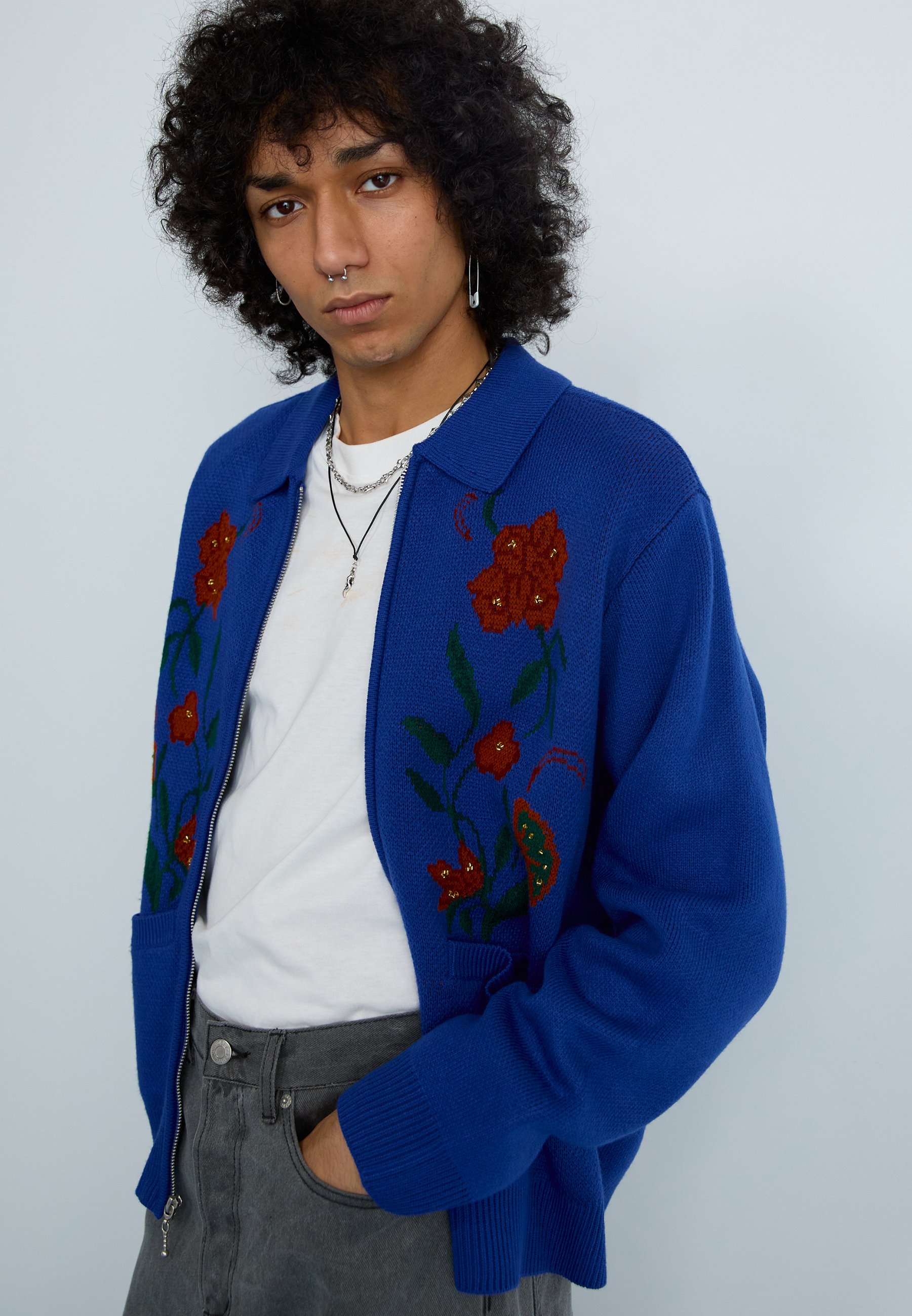 Obey Clothing ZIP CARDIGAN - Cardigan - surf blue/royal blue