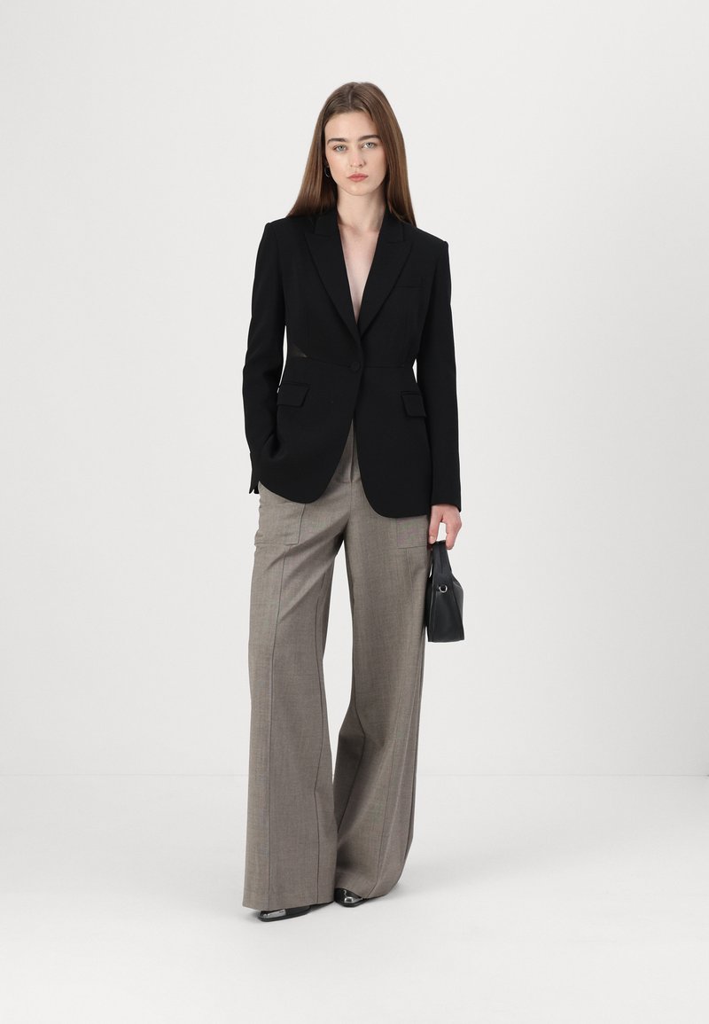 Blazer Long PINKO En Laine Noire Et Rouge - Taille 36 (S) - Style College, Neuve Sans étiquettes