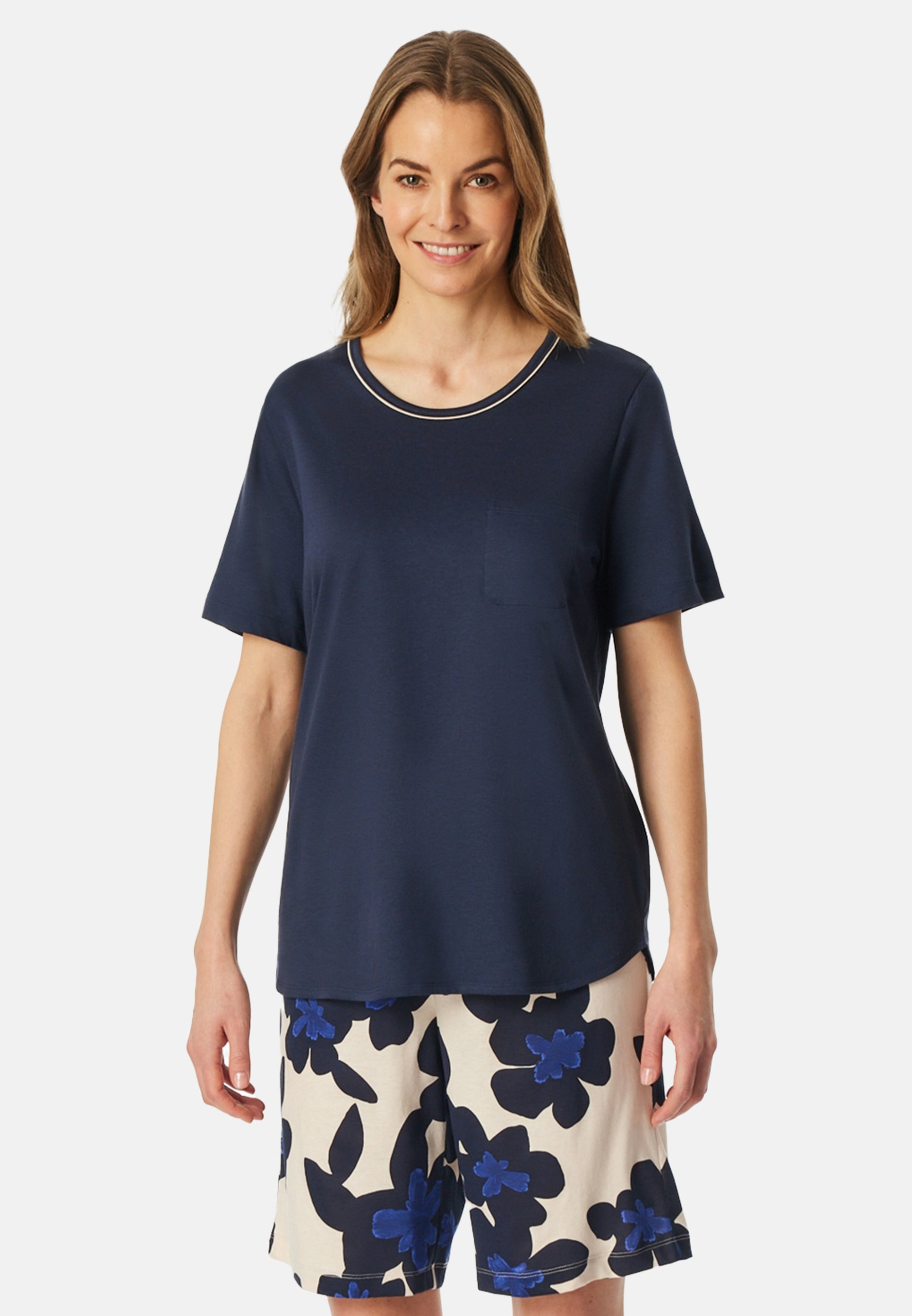 Schiesser Pigiama Corto Donna In Raso Di Cotone, Con Tasche E Elastico In Vita, Eleganza Classica - 2
