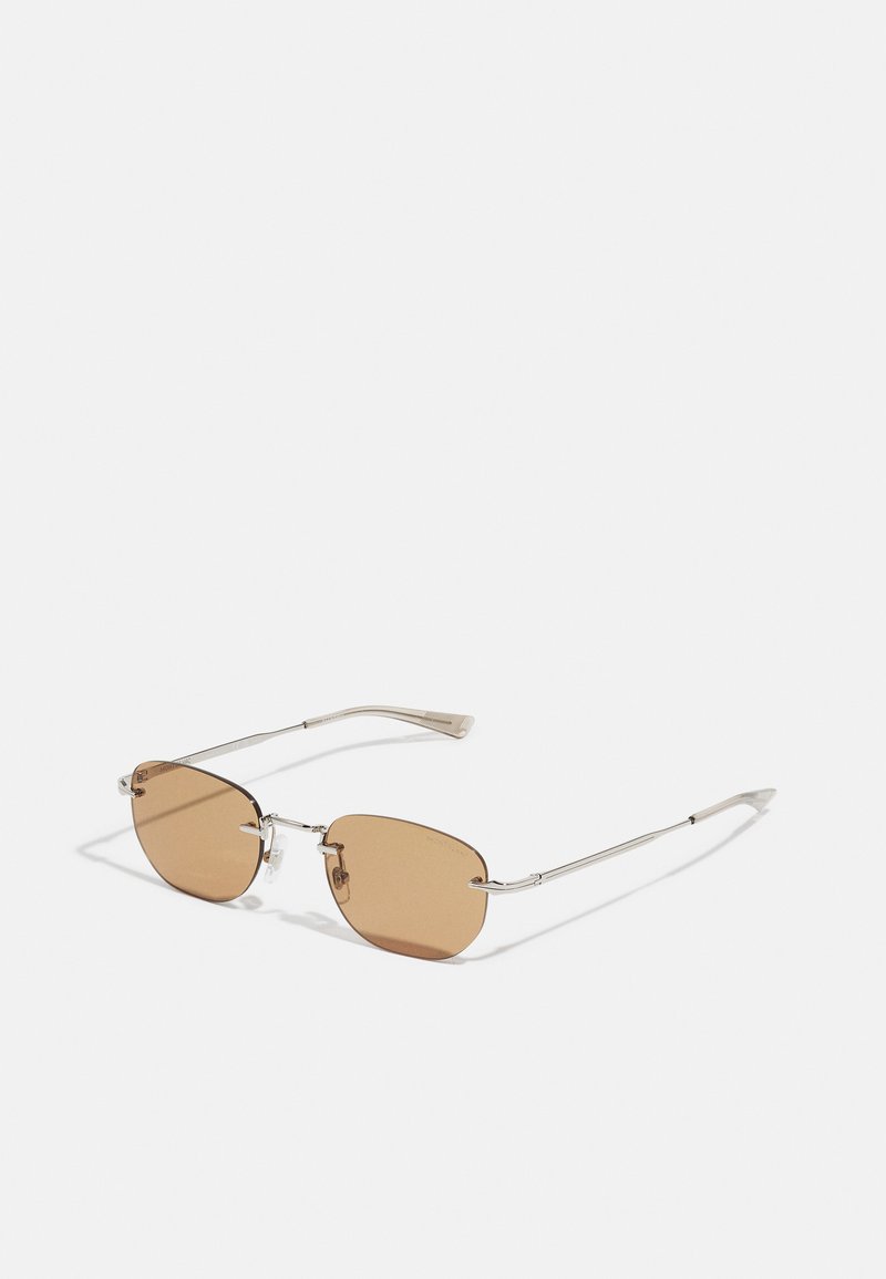 Mont Blanc RECTANGULAR SQUARED - Päikeseprillid - silver-coloured/brown