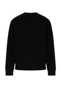 Czarna bluza wykonana z gładkiej tkaniny. Posiada okrągły dekolt, długie rękawy oraz ściągacze na mankietach, z czerwonym logo na wewnętrznej stronie kołnierza.