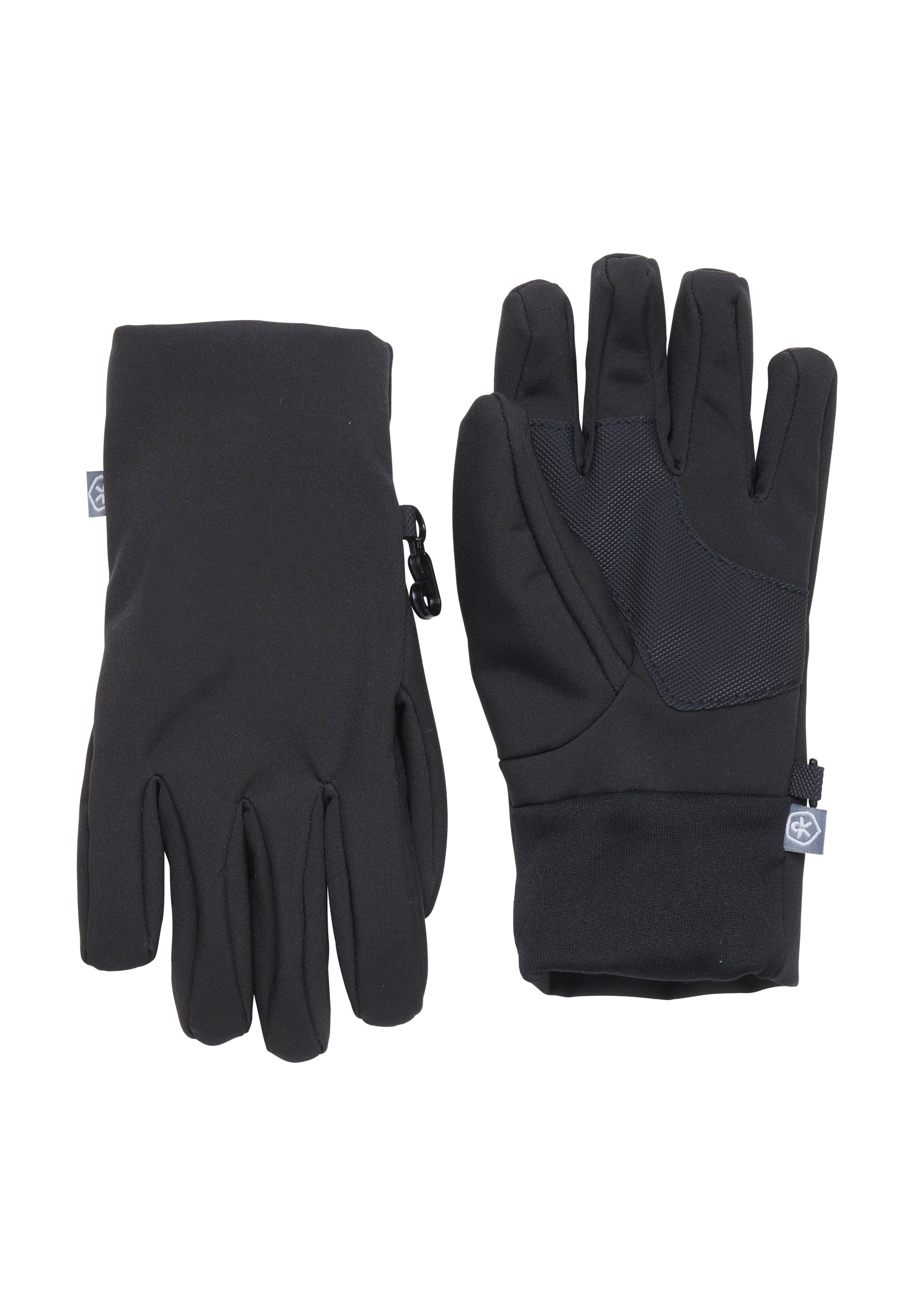 MaxiMo KIDS Fingerhandschuhe Gr. 6 – Schwarze Softshell-Handschuhe Mit Fleece-Futter Für Kinder