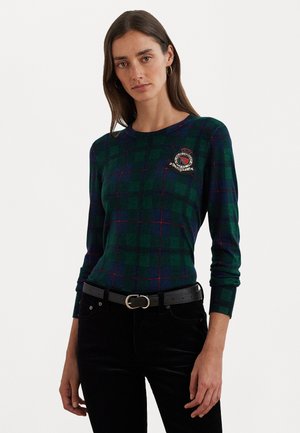 BLACK WATCH PLAID BEADED-CREST SWEATER - Pulover - green multi