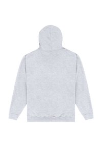 Sudadera gris con capucha, de manga larga, con textura suave y un corte clásico. Sin marcas ni patrones visibles, diseño simple y minimalista.
