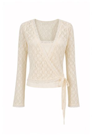 OH APRIL, SYLVA LACE WRAP CARDIGAN - Μπλούζα - off white