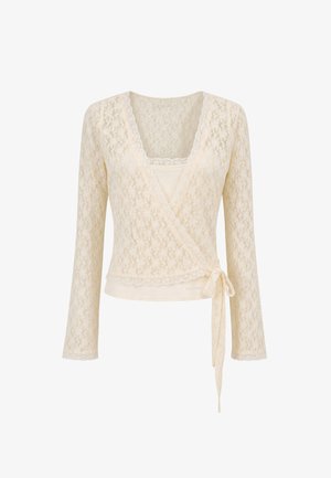 OH APRIL, SYLVA LACE WRAP CARDIGAN - Μπλούζα - off white