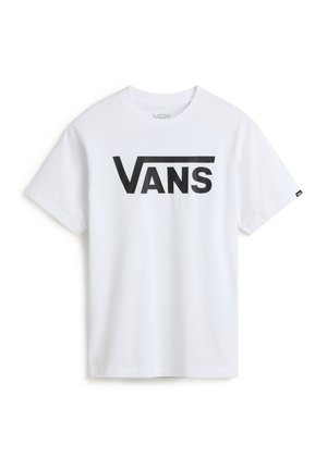 T-shirt en coton blanc à manches courtes, avec un grand logo noir "VANS" imprimé sur la poitrine. Design classique à col rond.