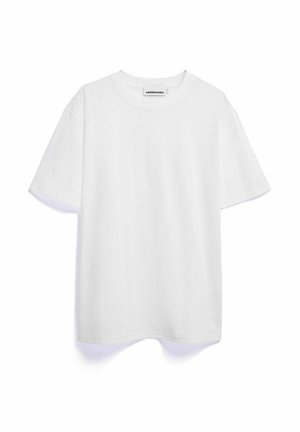 Weißes T-Shirt mit kurzen Ärmeln aus weicher Baumwolle. Rundhalsausschnitt, lockere Passform, minimalistisches Design ohne Muster oder Grafiken.