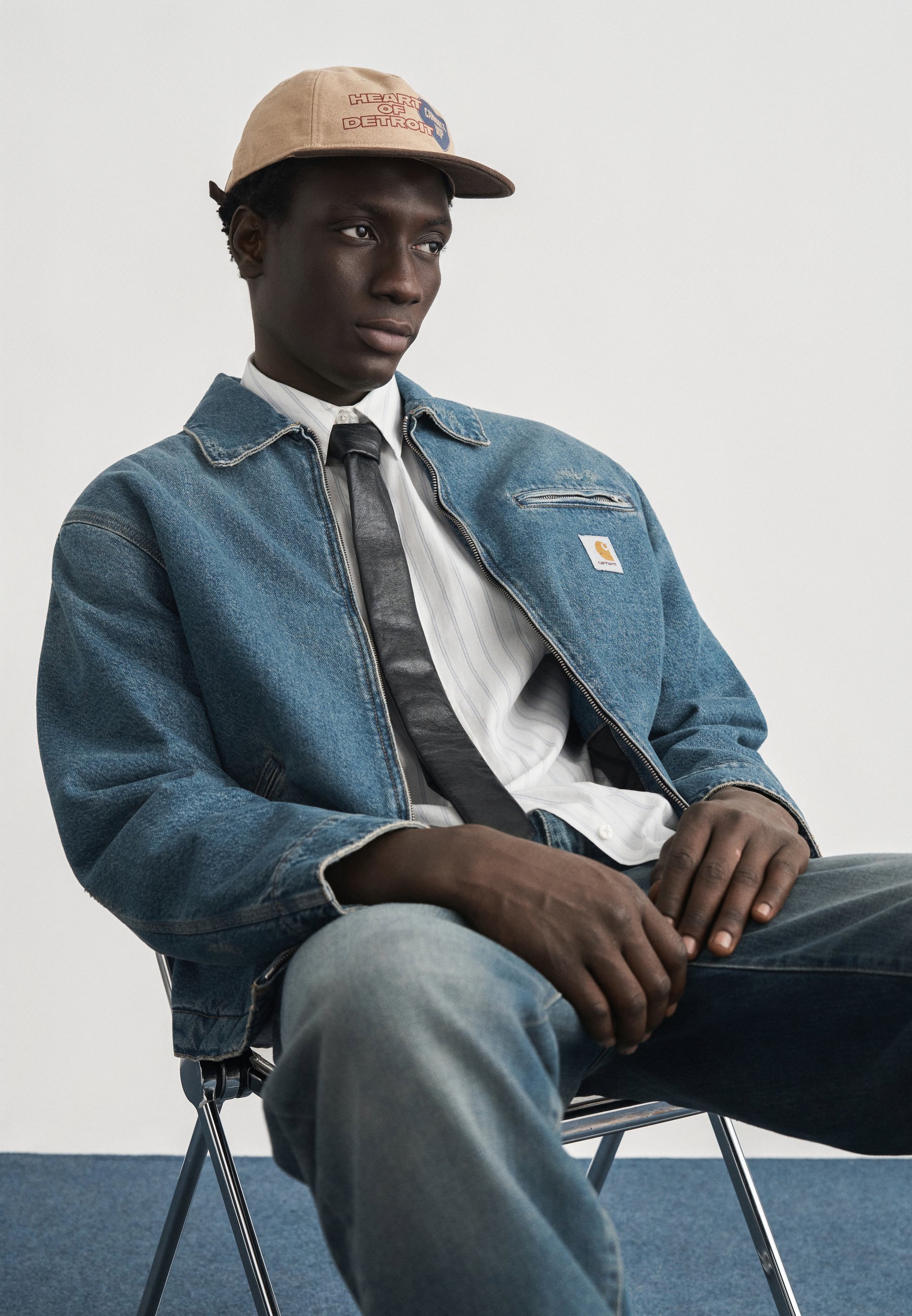 Carhartt WIP DETROIT JACKET - Denim jacket - blue grind washed