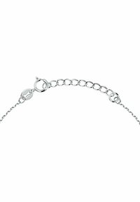 Silberne Kettenarmband mit einem Karabinerverschluss, das ein zartes Glieddesign aufweist und eine verstellbare Verlängerungskette für die Größeneinstellung hat.