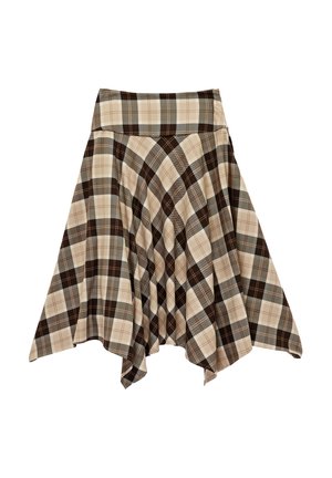 Koton, PLAID MIDI - A-Linien-Rock - brown