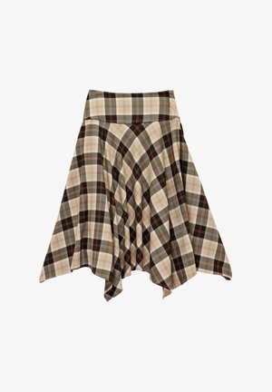 Koton, PLAID MIDI - A-line skirt - brown