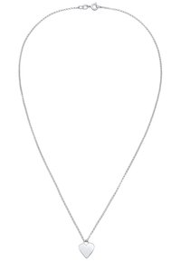 Sølv kæde med en hjerteformet vedhæng. Vedhænget er glat med en poleret overflade, hængende centralt fra en delikat kæde.