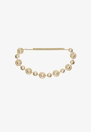 Gürtel mit Kettengliedern in Goldoptik, abwechselnd mit großen und kleinen runden, strukturierten Scheiben, mit verstellbarem Verschluss.