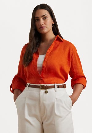 RELAXED FIT LINEN ROLL TAB SLEEVE SHIRT - Overhemdblouse - orange