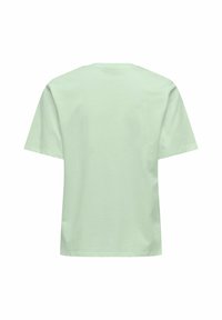 Lys grøn kortærmet t-shirt med en afslappet pasform og rund halsudskæring. Stof ser blødt ud, med en glat overflade og minimal detaljering.