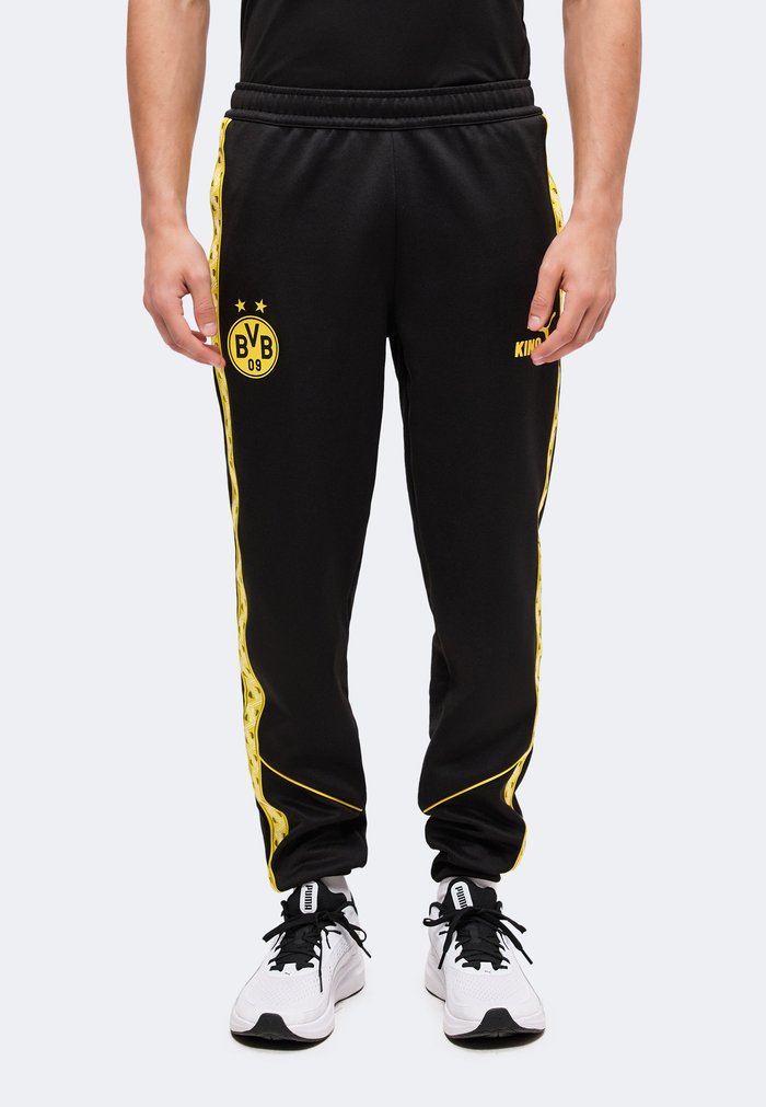 PUMA BVB DORTMUND KING ANTHEM PANTS - Club wear - black/faster yellow
