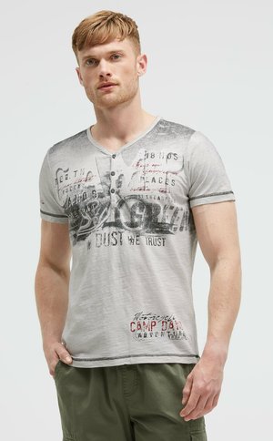 HENLEY IM USED LOOK MIT PHOTOPRINT - T-Shirt print - ash