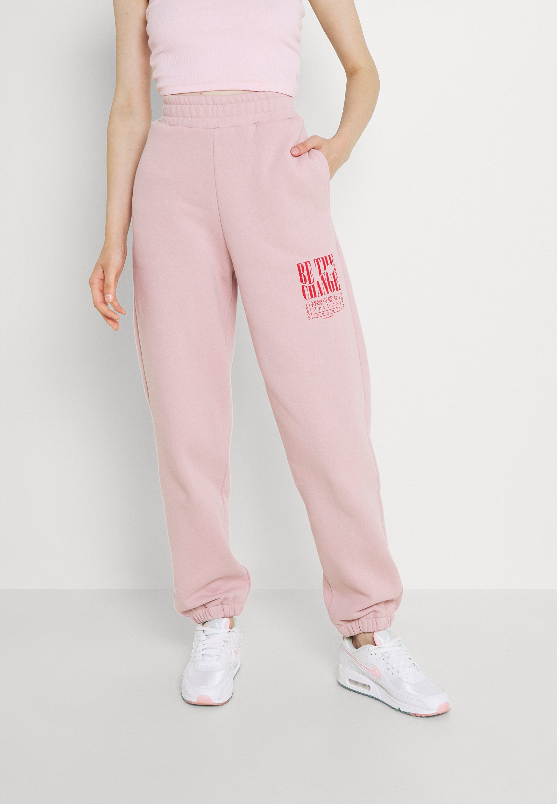 NU-IN High Waist Oversized Print Joggers Tracksuit Bottoms Light, Women's, Size: Medium, Pink