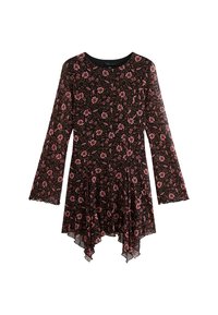 FLORAL PRINT HANDKERCHIEF HEM MINI  - Vestido informal - black pattern