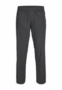 Dunkelgraue, leichte Hose mit elastischem Bund, geradem Bein-Design, ohne Taschen und einer glatten Textur, geeignet für die Freizeit.