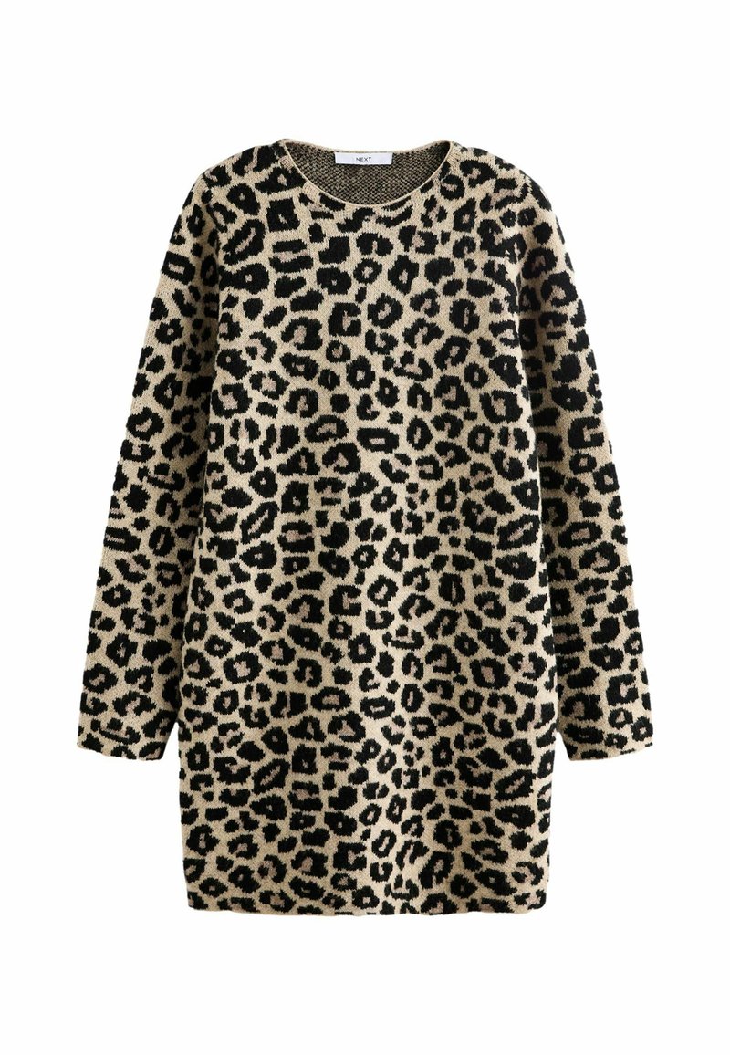 Abito Lungo Al Ginocchio Con Stampa Leopardata – Maniche Lunghe, Vestibilità Aderente (Taglia XL)