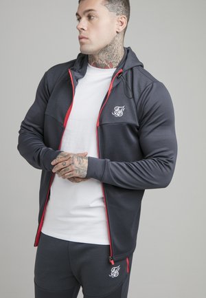 Felpa con zip - navy slate & red