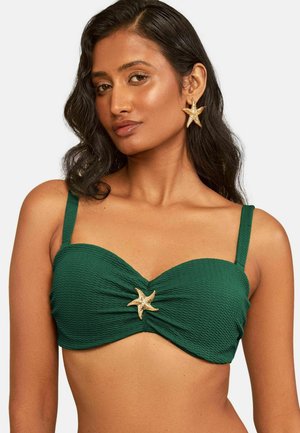 Love & Roses, REGULAR FIT - MOULDED CUP BIKINI TOP  . - Bikini-Top - forest green starfish trim