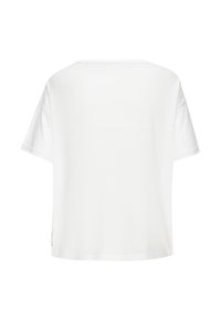 Weißes Kurzarm-T-Shirt mit lässiger Passform, runder Halslinie, leichtem Baumwollstoff und glatter Textur.