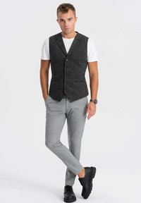 Ombre CHECKED WITH COLLAR - Chaleco de traje - graphite