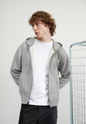 HOODIE - Sweater met rits - carbon heather/white