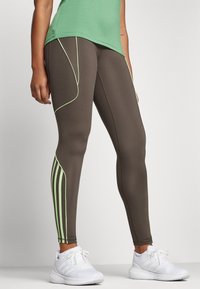 adidas Performance HYPERGLAM FULL LENGTH LEGGING - Tights - shadow olive/green spark