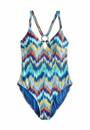STRAPPY BACK PLUNGE TUMMY CONTROL  - Baddräkt - blue yellow tie dye
