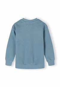 Ljusblå sweatshirt med rund hals och ribbade muddar. Tillverkad av mjukt material, med en slät yta och utan synliga mönster.