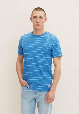 Print T-shirt - blue white inject stripe
