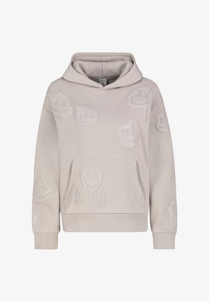 Hellgrau Hoodie mit eingestanzten Smiley-Gesicht-Designs, einer Vorderseite mit Tasche sowie gerippten Bündchen und Saum. Weiches Material mit lässiger Passform.