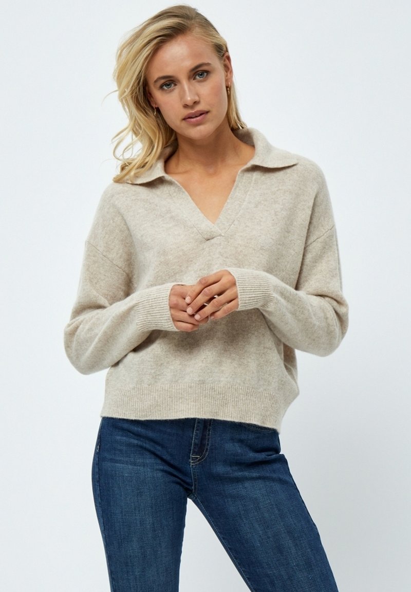 Minus MIMAJSA KNIT POLO PULLOVER 1 Jumper sand gray melange/beige