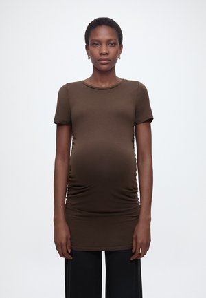 OLMLOVELY S/S O-NECK STRING TOP - Felső - chocolate brown
